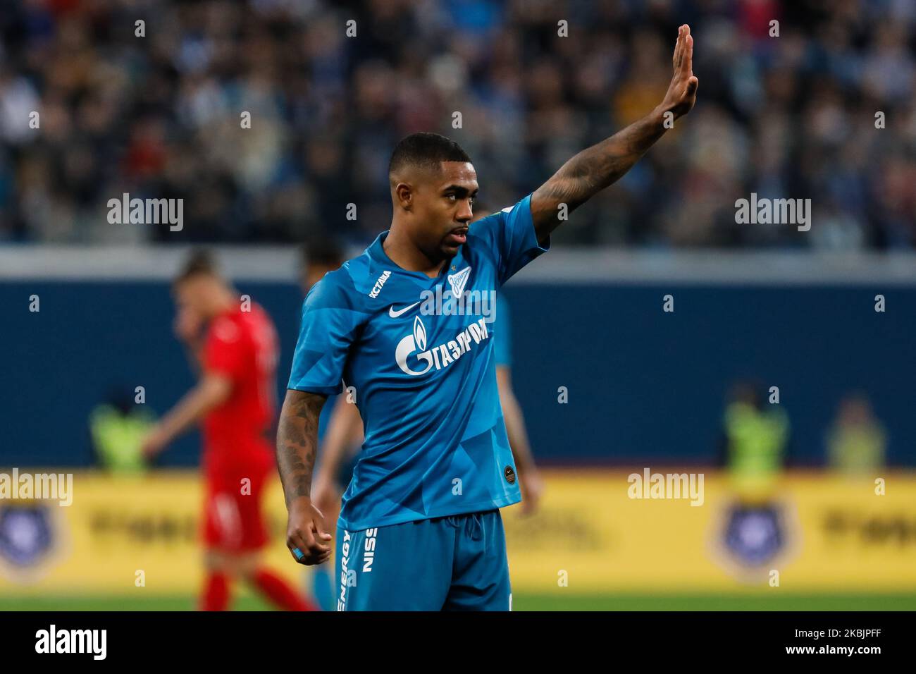 Malcom von Zenit Sankt Petersburg zeigt sich während des Spiels der russischen Premier League zwischen dem FC Zenit Sankt Petersburg und dem FC Ufa am 9. März 2020 in der Gazprom Arena in Sankt Petersburg, Russland. (Foto von Mike Kireev/NurPhoto) Stockfoto