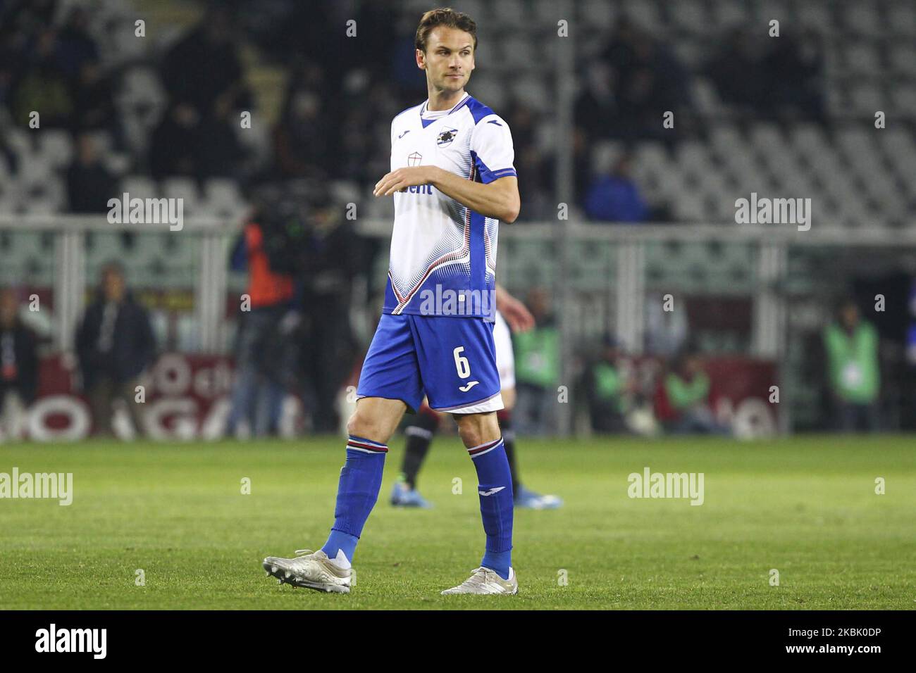 Der Albin Ekdal-Test von UC Sampdoria wurde am 14 2020. März in Genua, Italien, positiv auf Coronavirus-COVID-19 getestet. (Foto von Massimiliano Ferraro/NurPhoto) Stockfoto