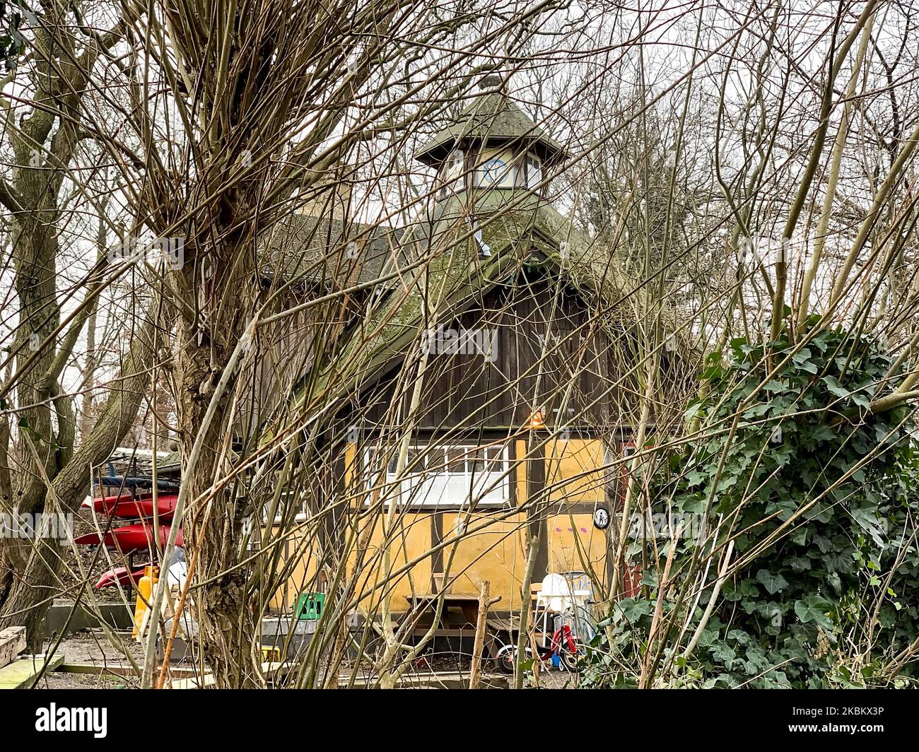 Allgemeiner Blick auf die Straße im besonderen Viertel freetown Christiania. Kopenhagen, Dänemark. Februar 2020 (Foto von Maxym Marusenko/NurPhoto) Stockfoto