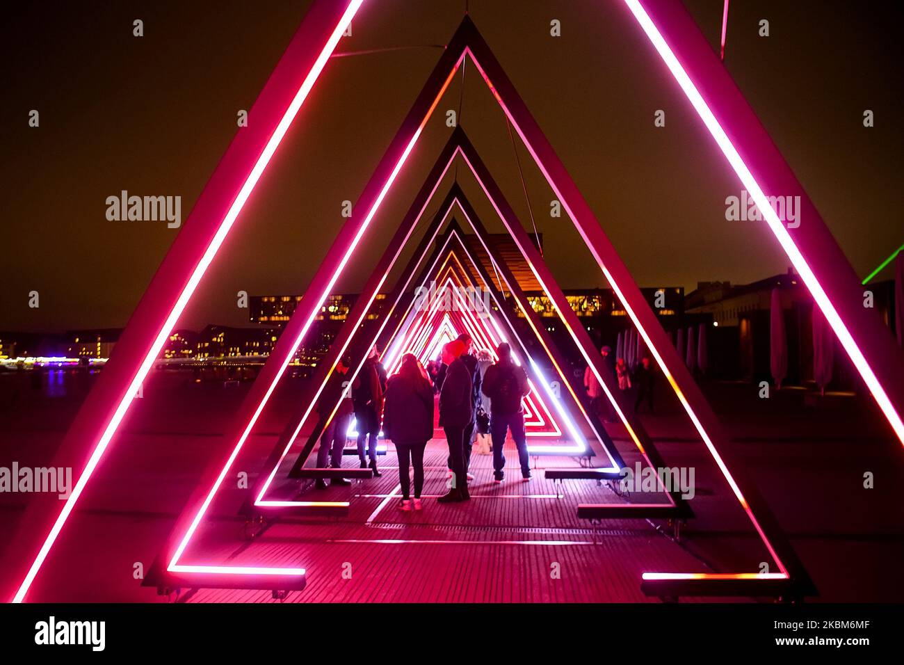 Die Installation „Gate of Lights“. Light Festival in Kopenhagen, Dänemark am 7. Februar 2020. (Foto von Maxym Marusenko/NurPhoto) Stockfoto