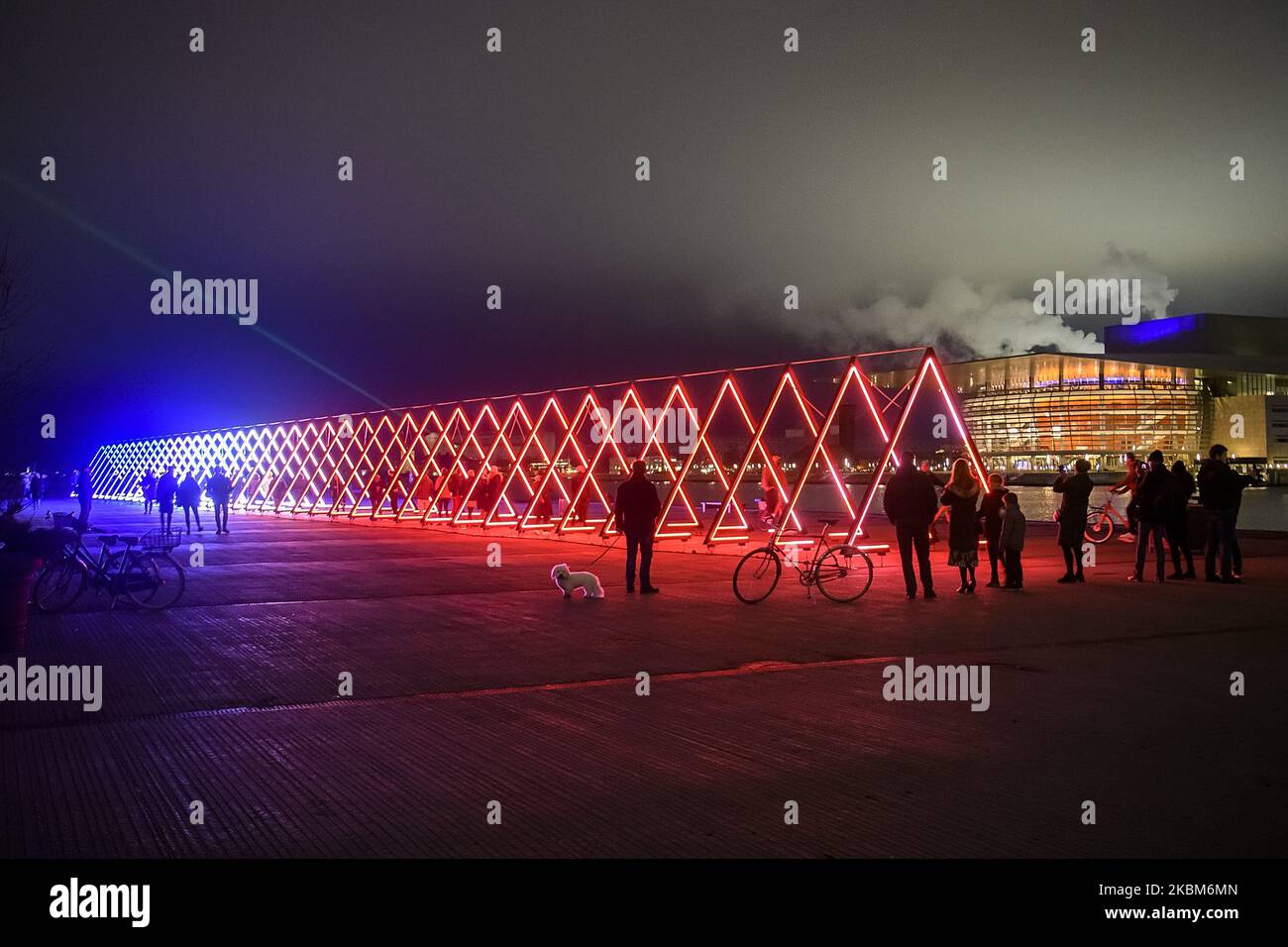 Die Installation „Gate of Lights“. Light Festival in Kopenhagen, Dänemark am 7. Februar 2020. (Foto von Maxym Marusenko/NurPhoto) Stockfoto