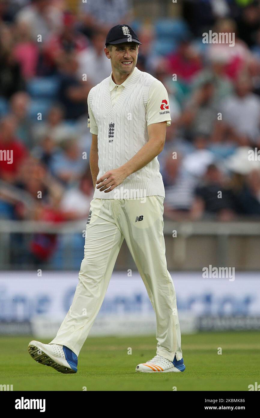 Chris Woakes aus England während des Investec-Testmatches 2. zwischen England und West Indies in Headingley, Leeds am Freitag, 25.. August 2017 (Foto: Mark Fletcher/MI News/NurPhoto) Stockfoto