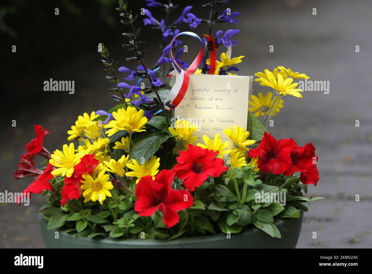 Am 29. April 2020 in Amsterdam, Niederlande, platzierte das Nationale Dachau-Denkmal zur Erinnerung an 75 Jahre Holocaust-Opfer der Coronavirus-Pandemie Blumen leer. Jedes Jahr wurden die holländischen ehemaligen Häftlinge des Konzentrationslagers Dachau, die Befreiung des Lagers durch amerikanische Einheiten, von 1933 bis 1945, insgesamt 206.000 Gefangene in Dachau untergebracht, darunter mehr als 2.000 Holländer. Offizielle Zahlen sprechen von 31.591 Todesfällen. (Foto von Paulo Amorim/NurPhoto) Stockfoto