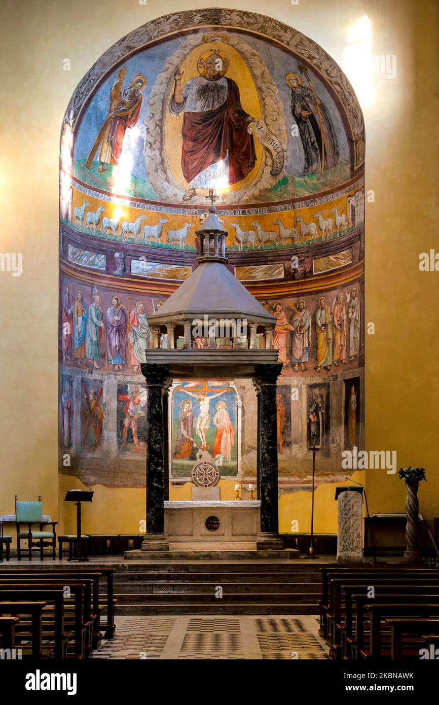 Innenraum der Basilika San Saba, Rom Italien Stockfoto