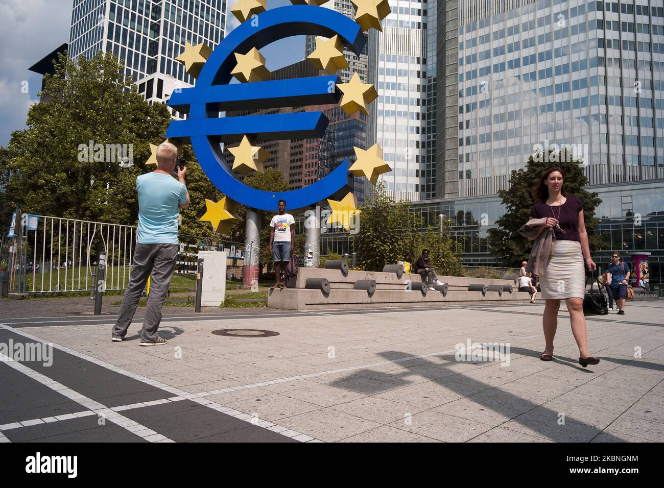 Das Gebäude der Europäischen Zentralbank (EZB) in Frankfurt am Main, Deutschland, am 31. Juli 2014, bekannt als Skytower 2013 Bauarbeiten des Architekten Coop Himmelbau, beherbergt den Hauptsitz der Agentur, eine der größten in der Europäischen Union (EU). Deutsch Frankfurt (Foto von Oscar Gonzalez/NurPhoto) Stockfoto