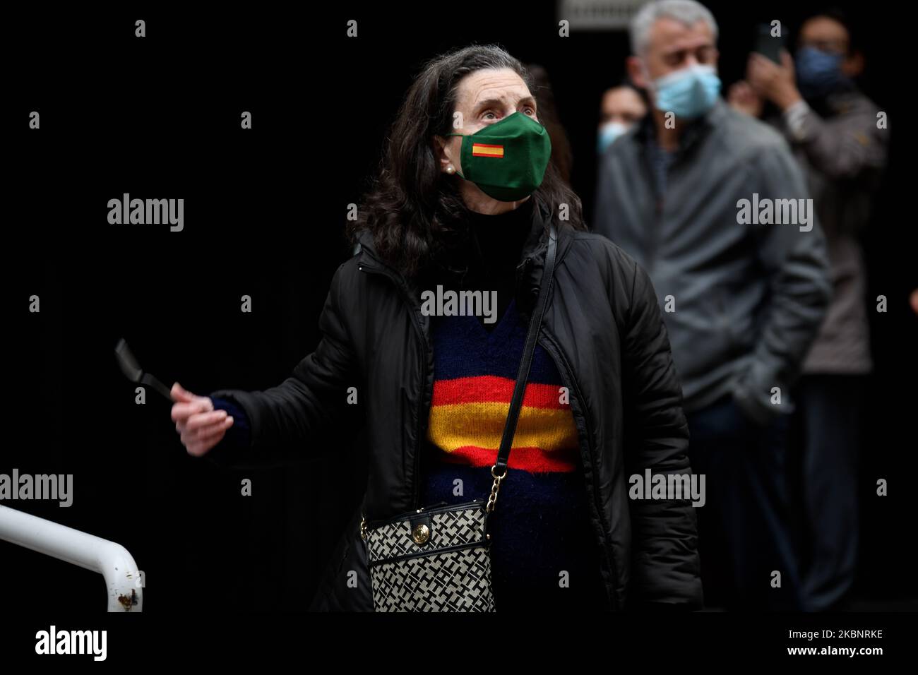 Rechtsextreme Proteste gegen die Sperrung im Stadtteil Salamanca. Am 14.. Mai 2020 in Madrid. (Foto von Juan Carlos Lucas/NurPhoto) Stockfoto