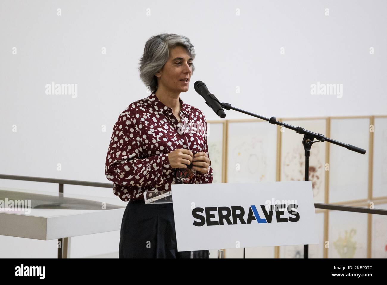 Am internationalen Tag der Museen, Und am Tag der zweiten Deflation des Unglücks, aufgrund der Pandemie von Covid-19, spricht die Kulturministerin Graca Fonseca anlässlich der Eröffnung der Ausstellung des Künstlers Lourdes de Castro am 18.. Mai 2020 in Porto, Portugal. (Foto von Rita Franca/NurPhoto) Stockfoto