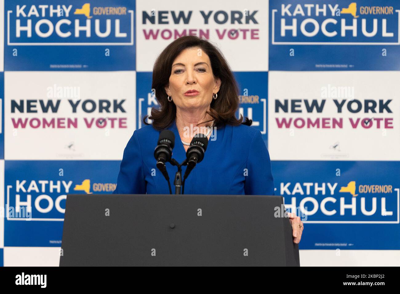 New York New York Usa 3 November 2022 Die Gouverneurin Kathy Hochul Spricht Während Der