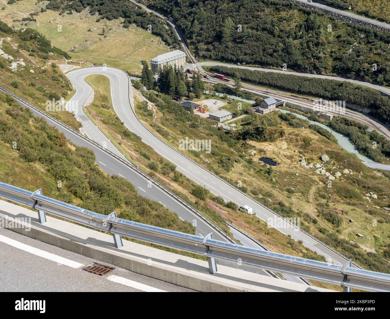 Grimselpass, Südhänge im Dorf Gletsch, Rhonetal, Schweiz Stockfoto