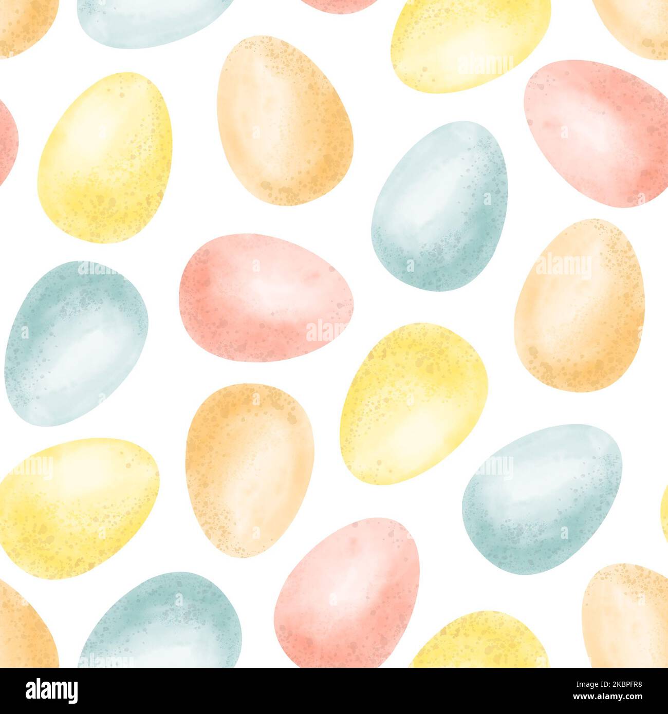 Nahtloses Muster mit bunten Aquarelleiern. Handbemalter strukturierter Hintergrund für Osterbanner oder Hintergrund Stockfoto