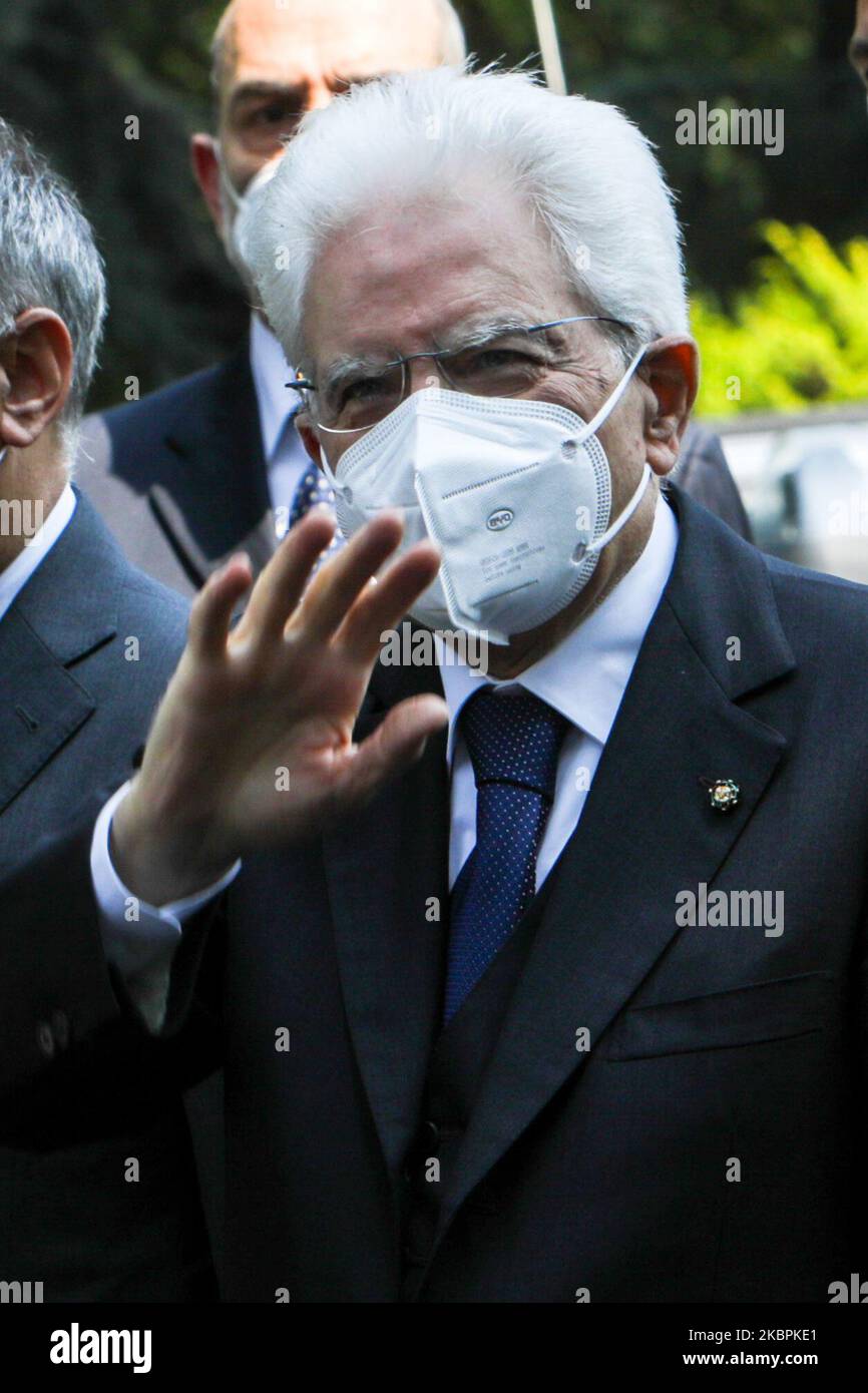 Der Präsident der Italienischen Republik Sergio Mattarella kommt am 02 2020. Juni zum Tag der Italienischen Republik in Codogno an. CODOGNO war das Epizentrum des Coronavirus-Falles in Italien (Foto: Mairo Cinquetti/NurPhoto) Stockfoto