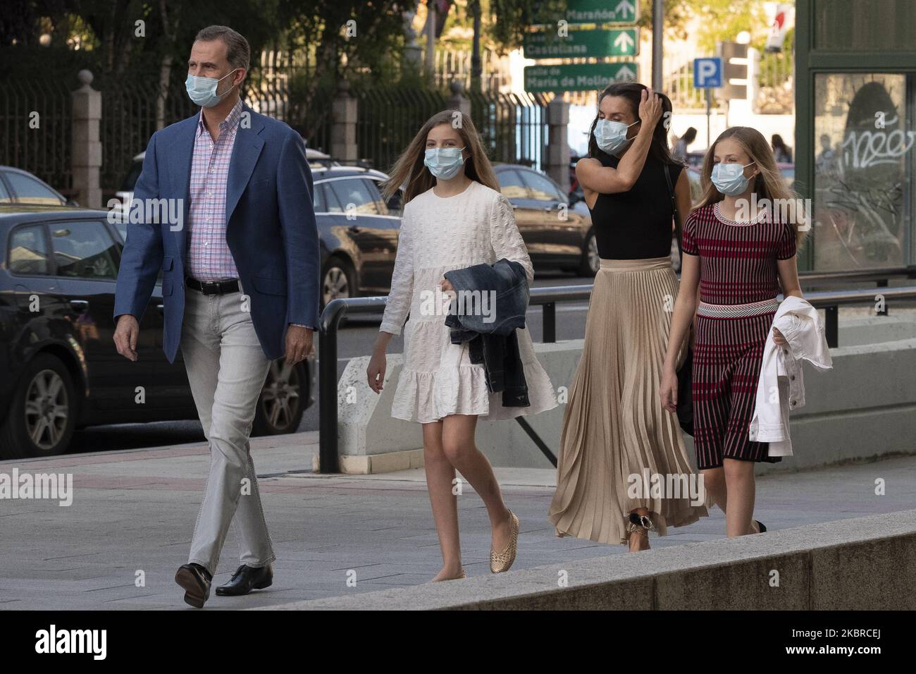 König von Spanien, Königin Letizia von Spanien, Prinzessin Leonor von Spanien und Prinzessin Sofia von Spanien besuchen am 19. Juni 2020 eine zeitgenössische Flamenco-Aufführung im Teatros del Canal in Madrid, Spanien. (Foto von Oscar Gonzalez/NurPhoto) Stockfoto