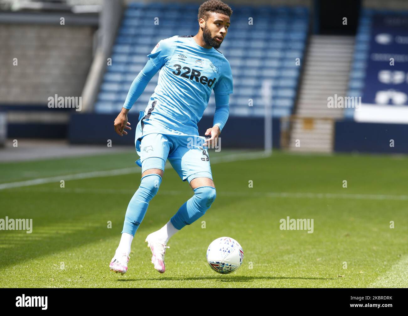 Jayden Bogle von Derby County während der EFL Sky Bet Championship zwischen Millwall und Derby County im Den Stadium, London, am 20.. Juni 2020 (Foto by Action Foto Sport/NurPhoto) Stockfoto