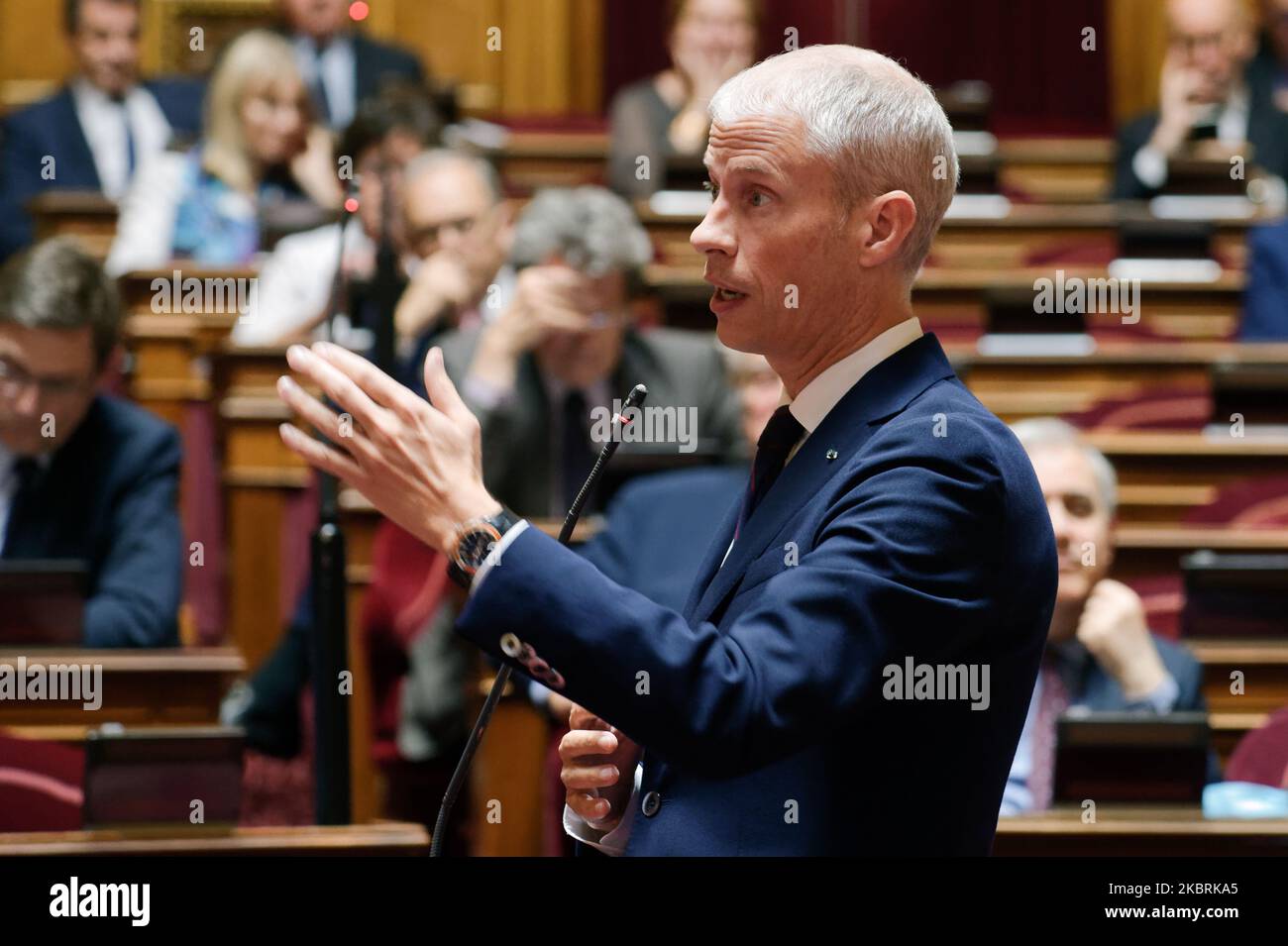 Französischer Kulturminister Franck Riester spricht auf der wöchentlichen Fragestunde für die Regierung im französischen Senat - 24. Juni 2020, Paris (Foto: Daniel Pier/NurPhoto) Stockfoto