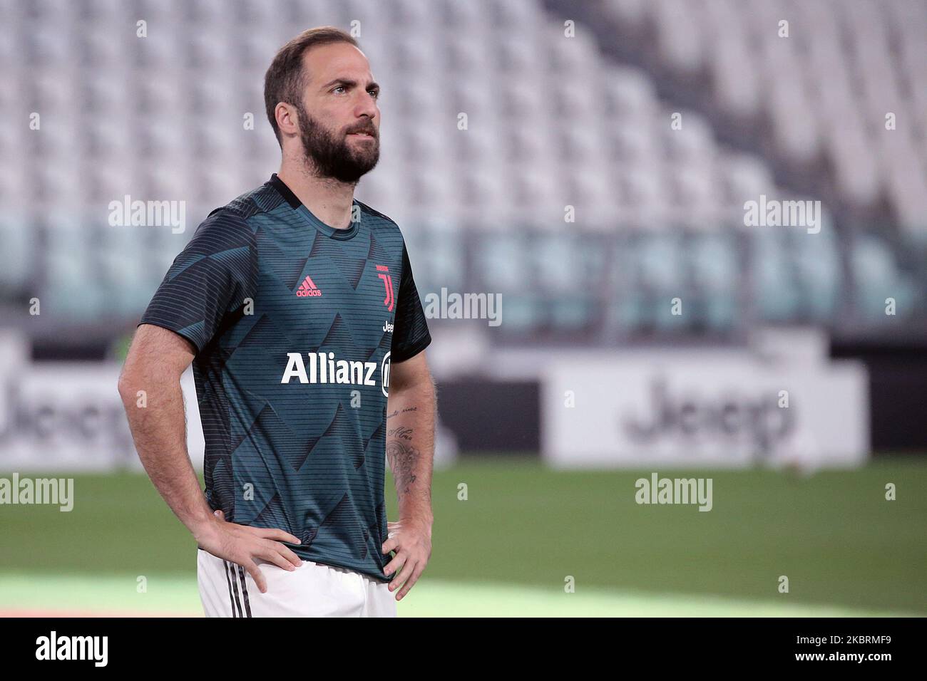 Gonzalo Higuain von Juventus während der Serie Ein Spiel zwischen Juventus und US Lecce im Allianz Stadium am 26. Juni 2020 in Turin, Italien. (Foto von Giuseppe Cottini/NurPhoto) Stockfoto
