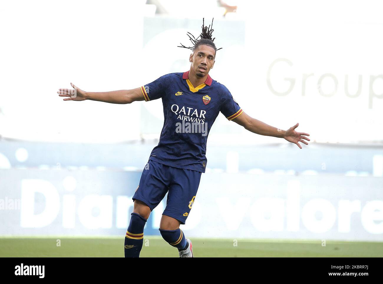 Chris Smalling von AS Roma während des Serie A-Spiels zwischen AC Mailand und AS Roma im Stadio Giuseppe Meazza am 28. Juni 2020 in Mailand, Italien. (Foto von Giuseppe Cottini/NurPhoto) Stockfoto