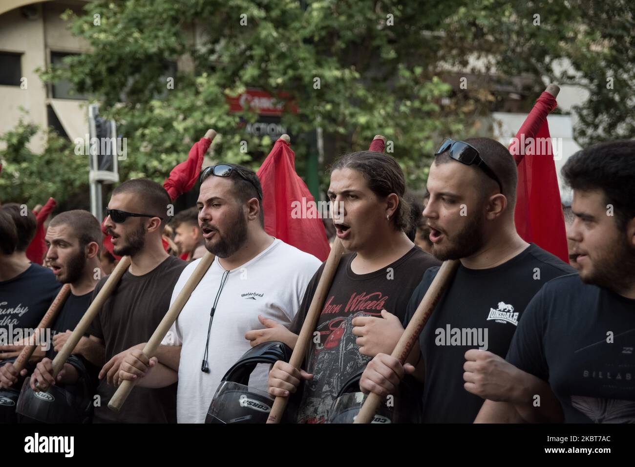 Protest gegen die Regierung plant, am 7. Juli 2020 häufige Straßendemonstrationen in Athen, Griechenland, zu regulieren. (Foto von Nikolas Kokovlis/NurPhoto) Stockfoto