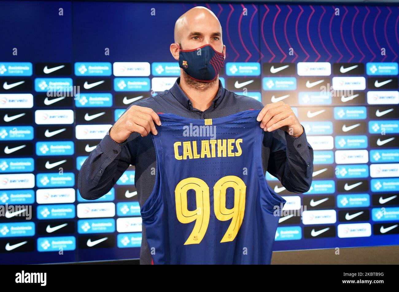 Präsentation von Nick Calathes als neuer Spieler des FC Barcelona Basketballteams am 10.. Juli 2020 in Barcelona, Spanien. (Foto von Noelia Deniz/Urbanandsport/NurPhoto) Stockfoto