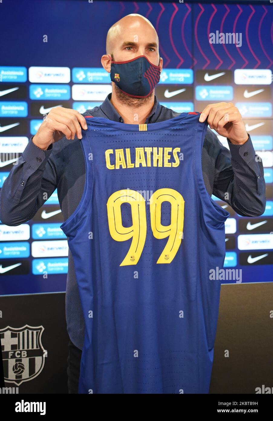 Präsentation von Nick Calathes als neuer Spieler des FC Barcelona Basketballteams am 10.. Juli 2020 in Barcelona, Spanien. (Foto von Noelia Deniz/Urbanandsport/NurPhoto) Stockfoto