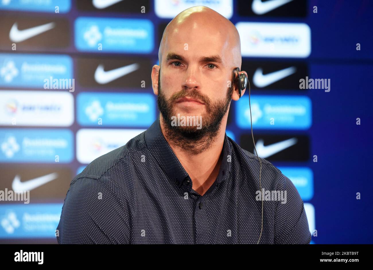 Präsentation von Nick Calathes als neuer Spieler des FC Barcelona Basketballteams am 10.. Juli 2020 in Barcelona, Spanien. (Foto von Noelia Deniz/Urbanandsport/NurPhoto) Stockfoto