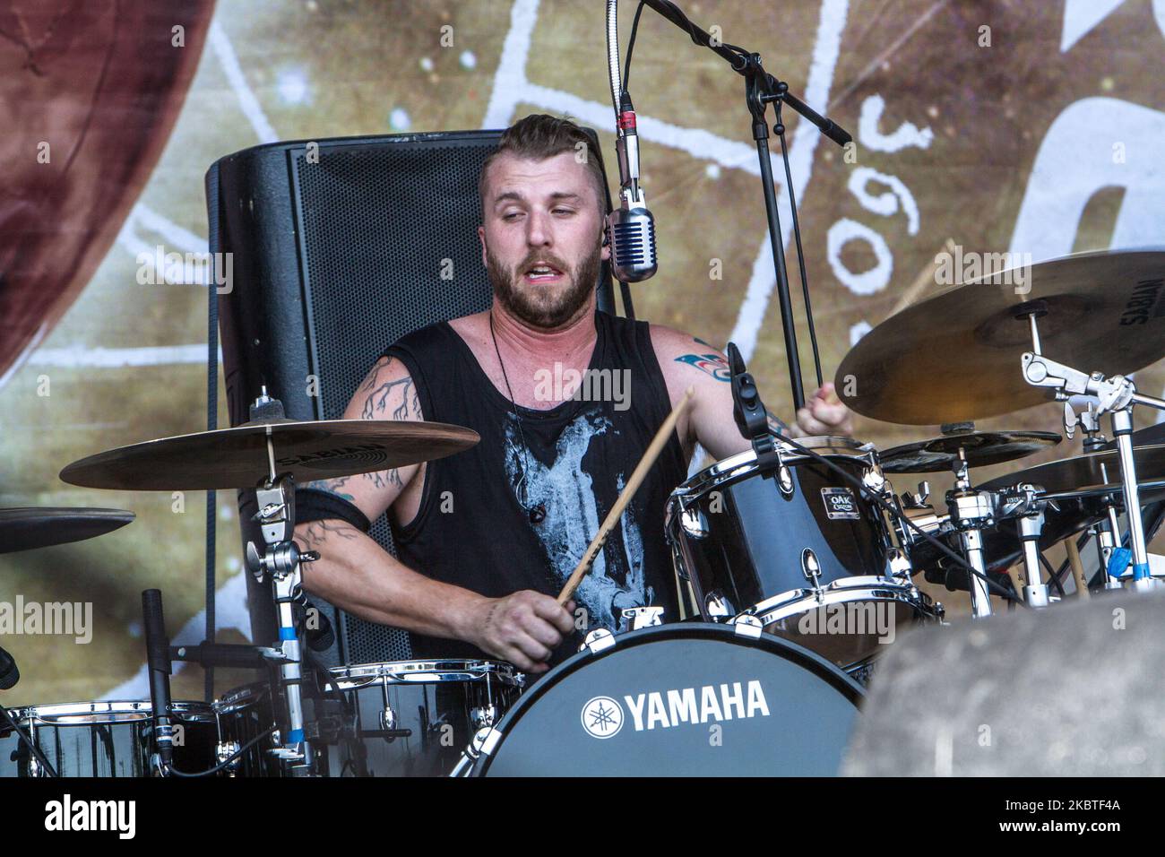 Neil Sanderson von Three Days Grace tritt am 02 2015. Juni beim Sonisphere Festival in Mailand, Italien, live auf (Foto: Mairo Cinquetti/NurPhoto) Stockfoto