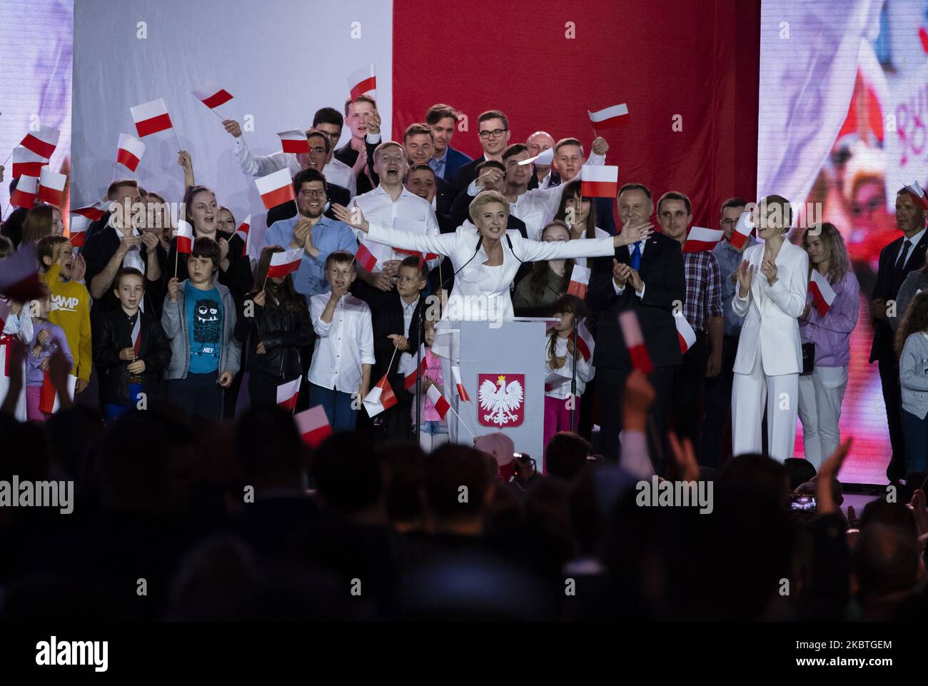Andrzej Duda während des Wahlabends zu den Präsidentschaftswahlen in Pultusk, Polen, am 12. Juli 2020. (Foto von Krystian Dobuszynski/NurPhoto) Stockfoto