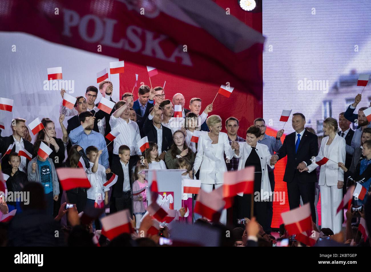 Andrzej Duda während des Wahlabends zu den Präsidentschaftswahlen in Pultusk, Polen, am 12. Juli 2020. (Foto von Krystian Dobuszynski/NurPhoto) Stockfoto