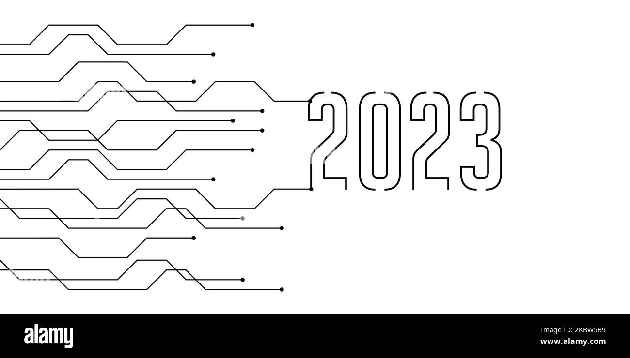 Gray Technology Banner 2023 Leiterplattenelektronik digital Stock Vektor