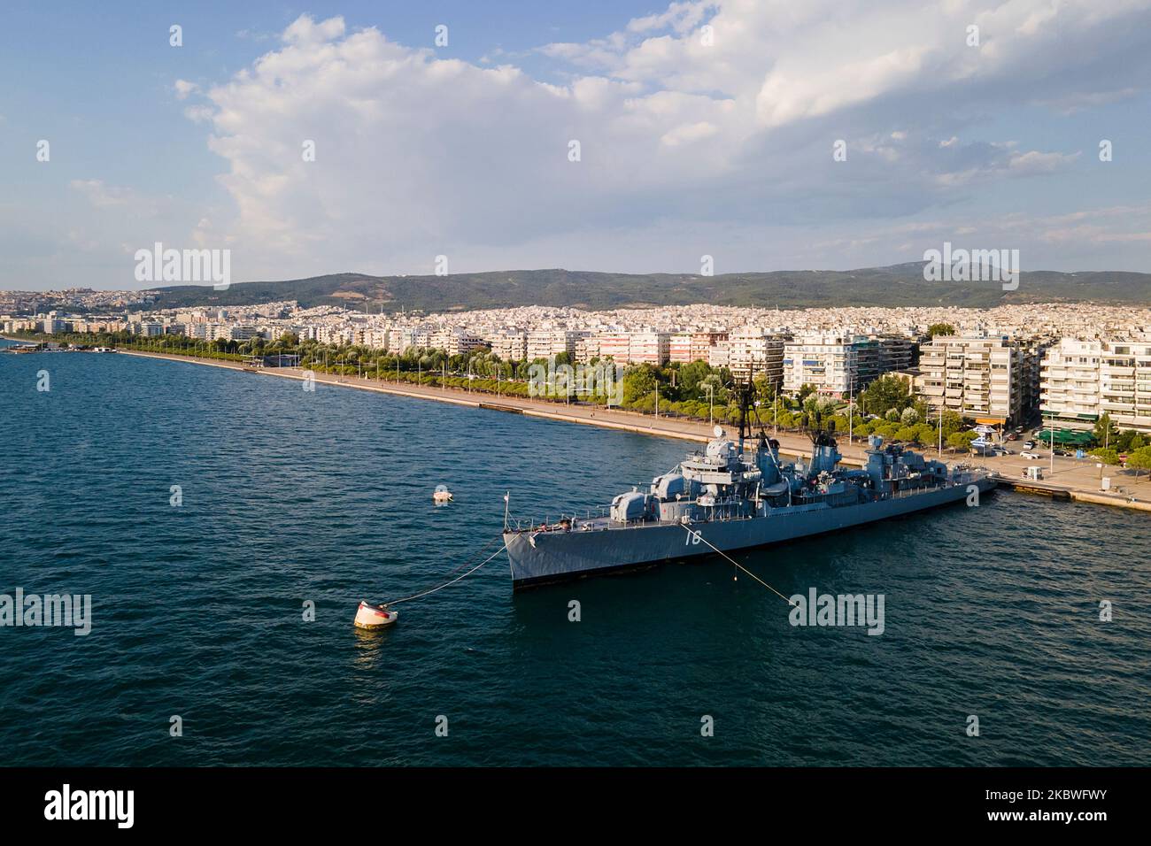 Luftaufnahme der Küste der Stadt Thessaloniki im Norden Griechenlands. Stockfoto
