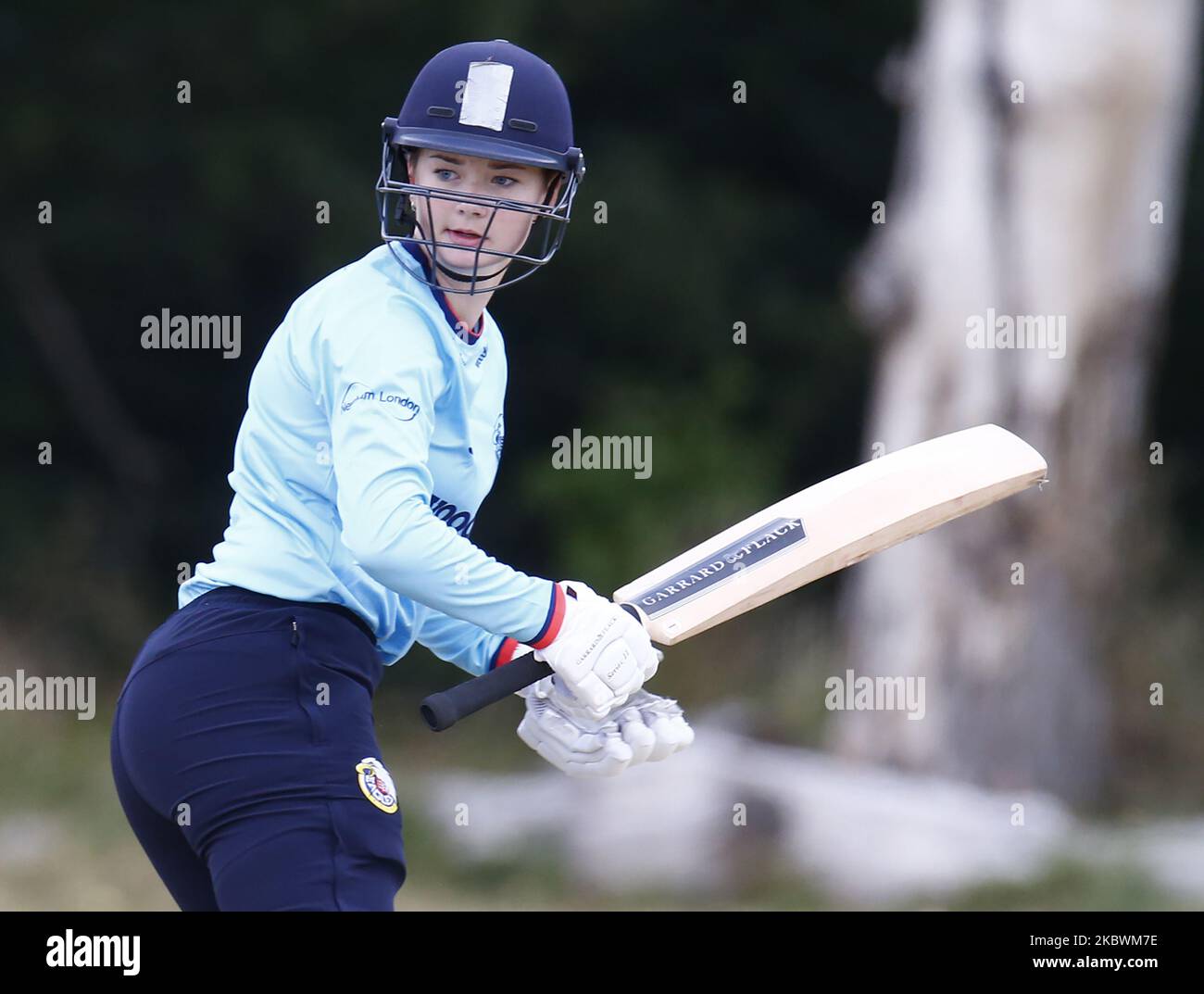 Essex Women's Jasmine Westley Cousin von Tom Westley während der London Championship zwischen Essex Women CCC und Surrey Women CCC im Gidea Park & Romford Cricket Club, London am 03.. August 2020 (Foto von Action Foto Sport/NurPhoto) Stockfoto