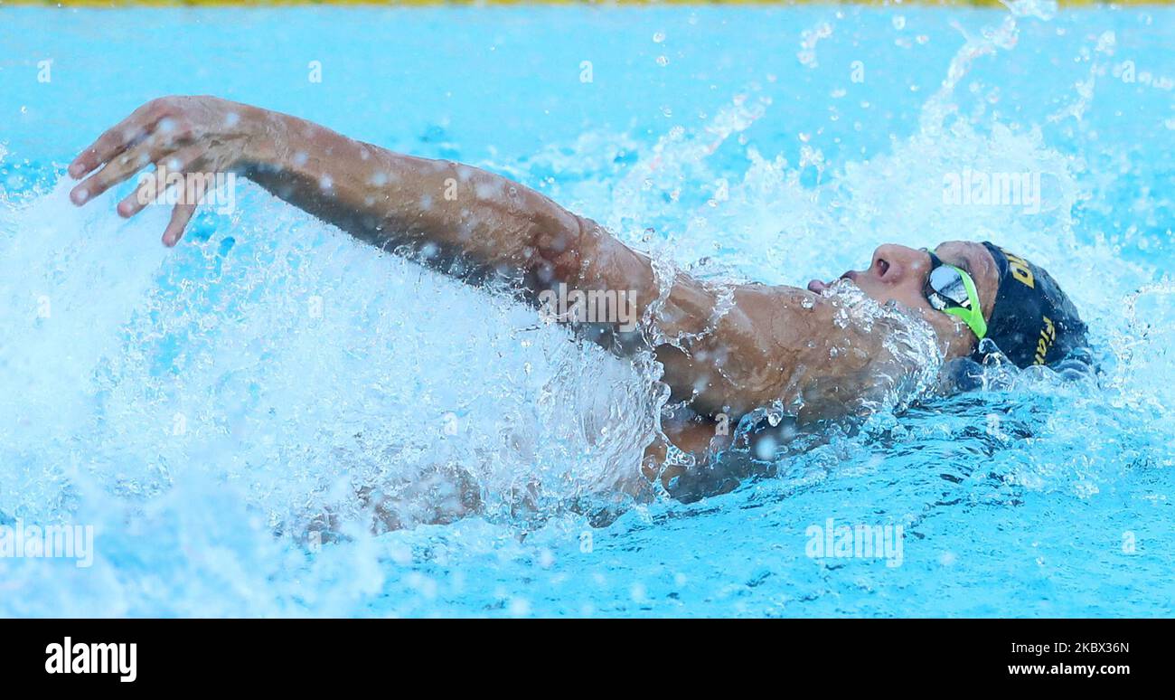 Thomas Ceccon (ITA) tritt am 12. August 2020 bei der internationalen Schwimmtrophäe Frecciarossa Settecolli in Rom (Foto: Matteo Ciambelli/NurPhoto) beim Rückenschlag der Männer 100m an (Foto: Matteo Ciambelli/NurPhoto) Stockfoto