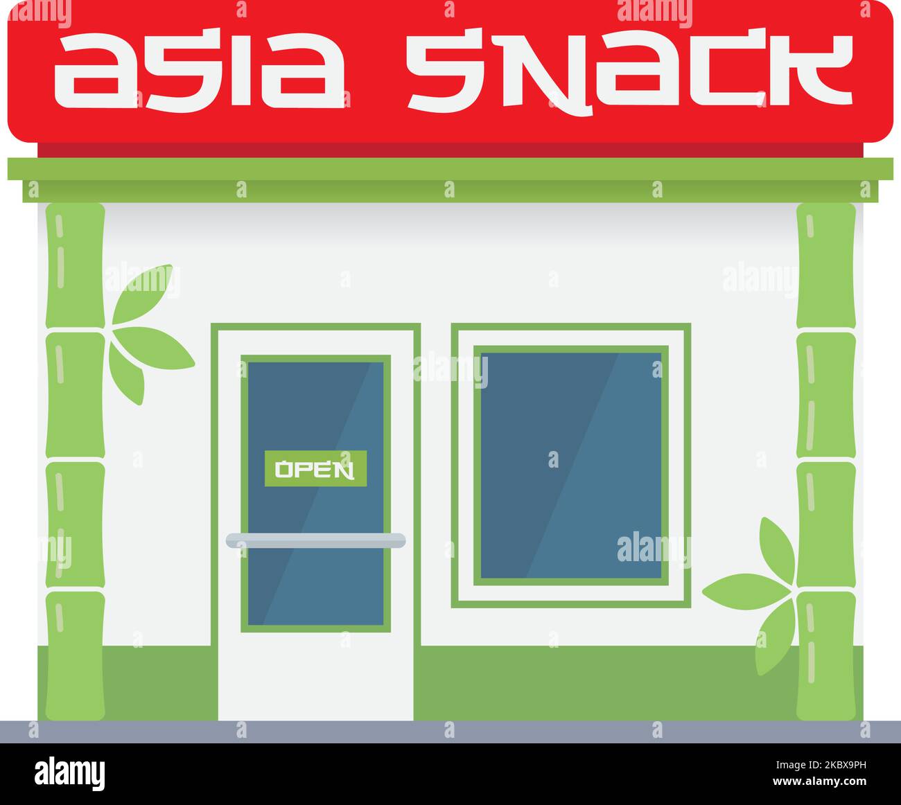 Isolierte flache Design asiatische Lebensmittel Snack Bar Gebäude Fassade Vektor Illustration Stock Vektor