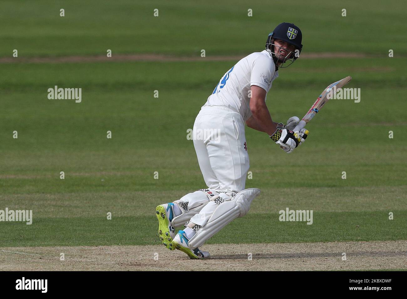 Alex Lees von Durham hat am Samstag, den 22.. August 2020, beim Bob Willis Trophy-Spiel zwischen dem Durham County Cricket Club und dem Derbyshire County Cricket Club in Emirates Riverside, Chester le Street, geschlagen. (Foto von Mark Fletcher/MI News/NurPhoto) Stockfoto