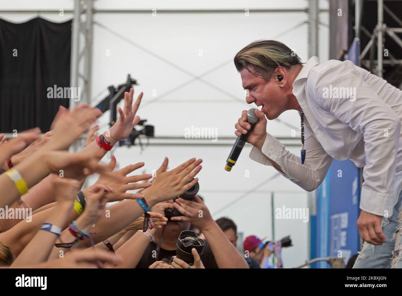 Die amerikanische Rockband Steel Heart spielt auf der Bühne während des Pentaport Rock Festivals 10. in Incheon, Südkorea, am 7. August 2015. (Foto von Seung-il Ryu/NurPhoto) Stockfoto