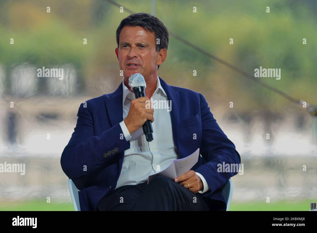 Der ehemalige französische Premierminister Manuel Valls nimmt am Treffen des französischen Arbeitgeberverbandes Medef mit dem Thema „die Renaissance der französischen Unternehmen“ Teil – 27. August 2020, Paris (Foto: Daniel Pier/NurPhoto) Stockfoto