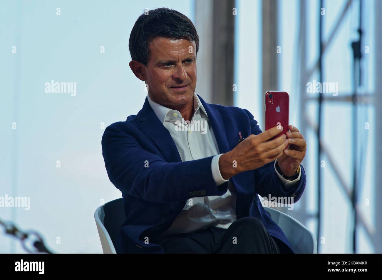Der ehemalige französische Premierminister Manuel Valls nimmt am Treffen des französischen Arbeitgeberverbandes Medef mit dem Thema „die Renaissance der französischen Unternehmen“ Teil – 27. August 2020, Paris (Foto: Daniel Pier/NurPhoto) Stockfoto