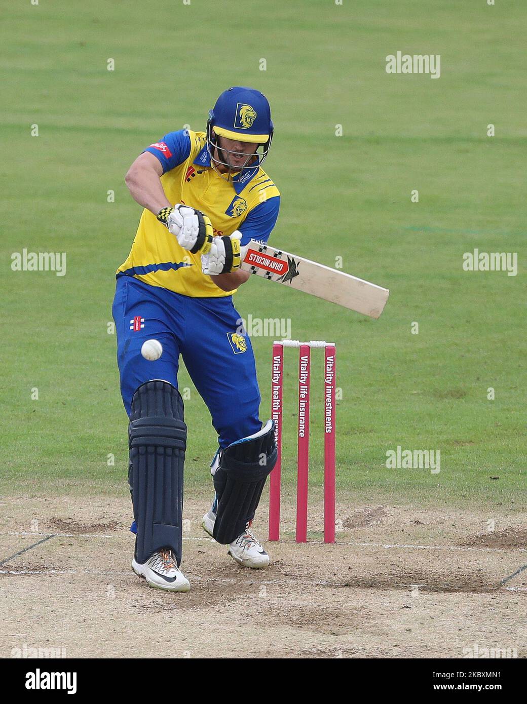 Alex Lees von Durham während des Spiels Vitality Blast T20 zwischen Durham County Cricket Club und Lancashire in Emirates Riverside, Chester le Street, Großbritannien, am 27. August 2020. (Foto von Mark Fletcher/MI News/NurPhoto) Stockfoto