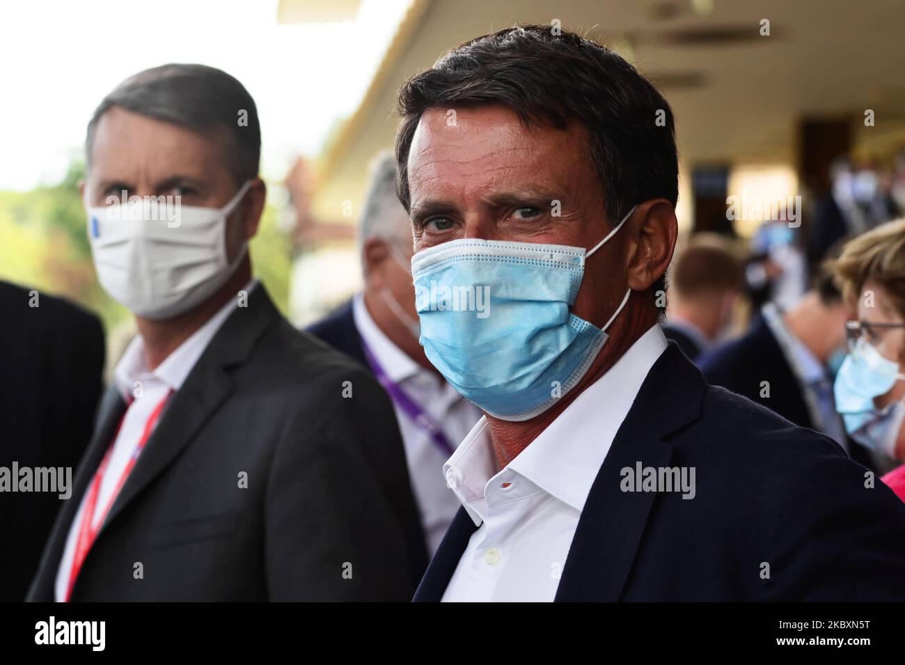 Der ehemalige französische Premierminister Manuel Valls nimmt am 27. August 2020 an der Sitzung des französischen Arbeitgeberverbands Medef zum Thema „die Renaissance der französischen Unternehmen“ in Paris Teil. (Foto von Daniel Pier/NurPhoto) Stockfoto