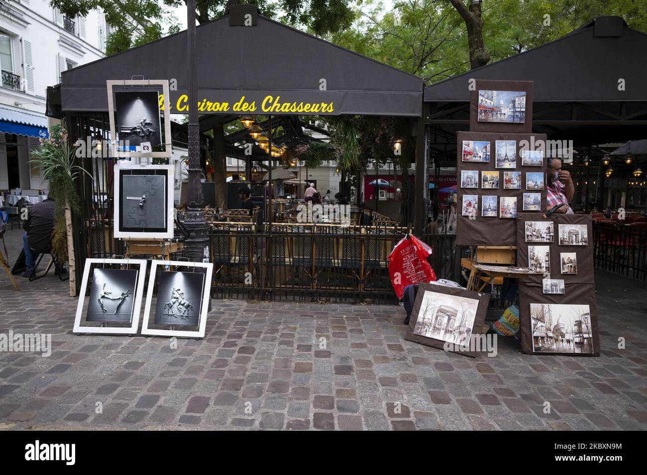 Montmartre-Viertel im 18.. Arrondissement von Paris, eher unkonventionell Montmartre am Place du Tertre, auch als Malerviertel bekannt, in Paris. 28. August Frankreich, 2020 (Foto von Oscar Gonzalez/NurPhoto) Stockfoto