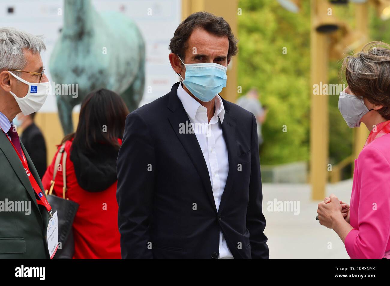 Alexandre Bompard, CEO von Carrefour, nimmt an der Sitzung des französischen Arbeitgeberverbandes Medef zum Thema „die Renaissance der französischen Unternehmen“ am 27. August 2020 in Paris Teil. (Foto von Daniel Pier/NurPhoto) Stockfoto