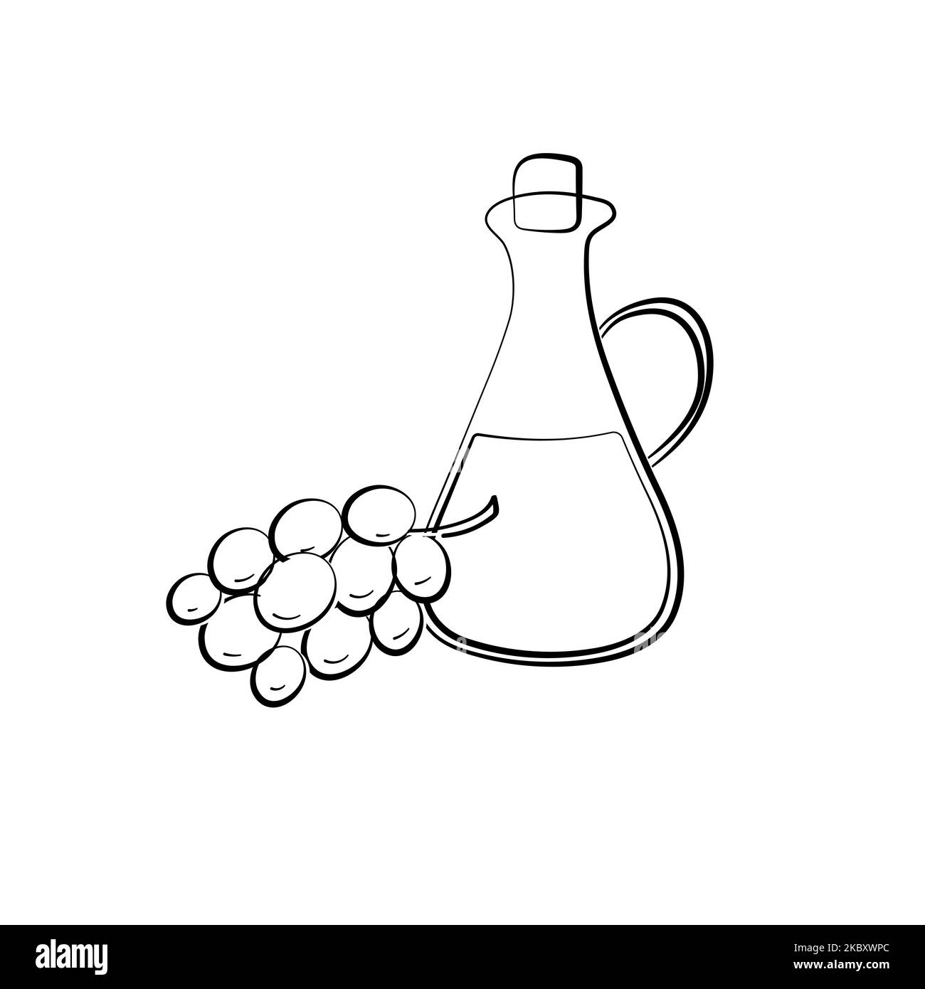 Symbol für Traubenkernöl. Symbol für Ölflasche. Vektorgrafik Cartoon handgezeichnete Illustration Stock Vektor