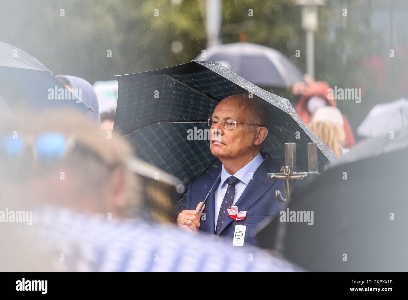 Marek Borowski wird am 31. August 2020 in Danzig, Polen, zu sehen sein. Lech Walesa und andere Oppositionsparteien feiern den Jahrestag der August-Vereinbarungen in Danzig auf dem Solidaritätsplatz in Danzig (Foto: Michal Fludra/NurPhoto) Stockfoto Marek Borowski wird am 31. August 2020 in Danzig, Polen, zu sehen sein. Lech Walesa und andere Oppositionsparteien feiern den Jahrestag der August-Vereinbarungen in Danzig auf dem Solidaritätsplatz in Danzig (Foto: Michal Fludra/NurPhoto) Stockfoto