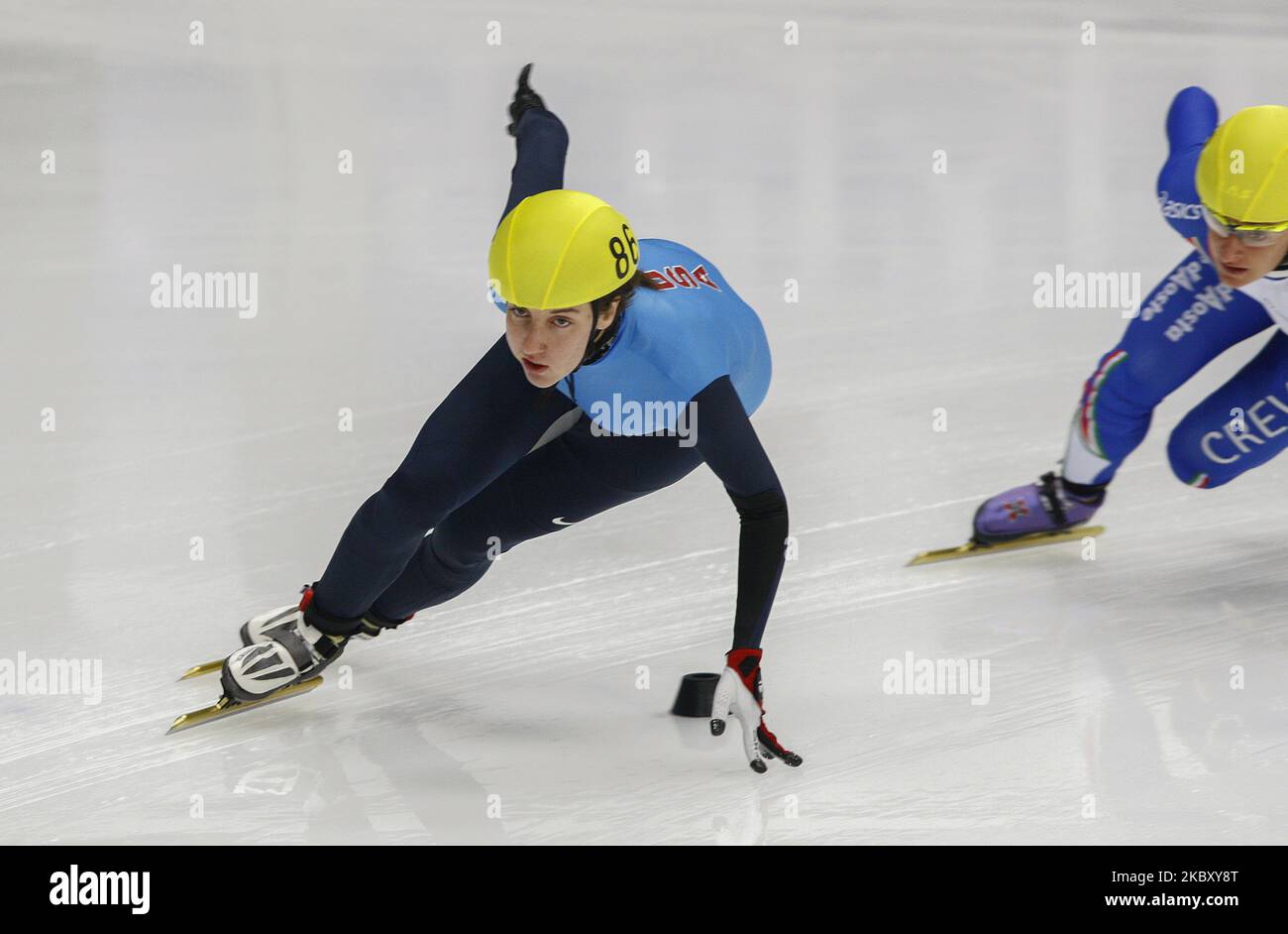 Gehring Lana, vorne, der USA, tritt am 25. September 2009 in Seoul, Südkorea, im 3000-Meter-Staffelquartal der Damen der ISU-Weltmeisterschaft 2009 im Shorttrack-Schnelllauf-Turnier an. (Foto von Seung-il Ryu/NurPhoto) Stockfoto