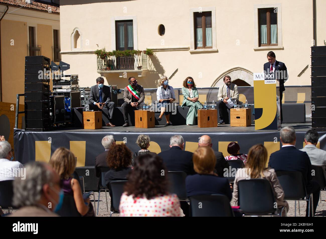 Präsentation Pressekonferenz des MAXXI Museums in L'Aquila am 5. September 2020. (Foto von Lorenzo Di Cola/NurPhoto) Stockfoto