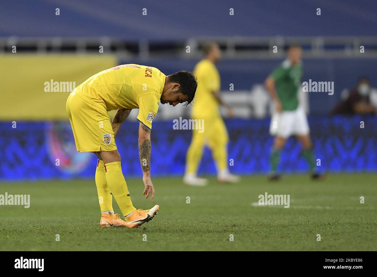 Sergiu Hanca aus Rumänien beim Spiel der UEFA Nations League 2021 zwischen Rumänien und Nordirland am 4. September 2020 in der Arena Nationala in Bukarest, Rumänien. (Foto von Alex Nicodim/NurPhoto) Stockfoto