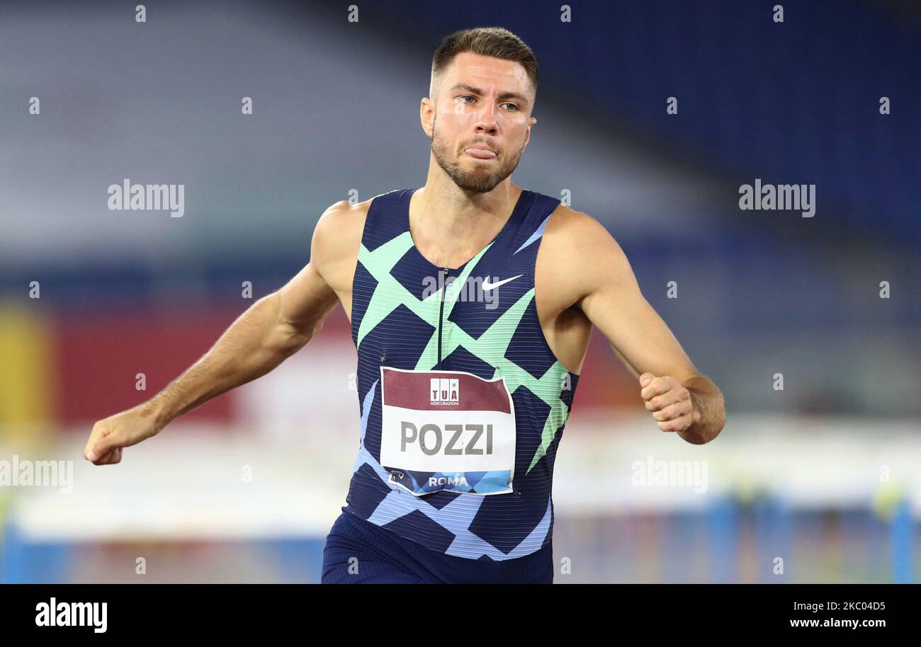 Andrew Pozzi (GBR) tritt bei der Goldenen Gala der IAAF Diamond League am 17. September 2020 im Olimpico-Stadion in Rom, Italien, bei 110m Hürden-Männern an (Foto: Matteo Ciambelli/NurPhoto) Stockfoto