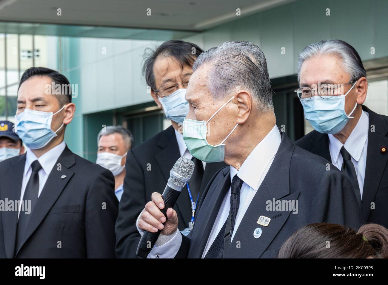 Der ehemalige japanische Premierminister Yoshiro Mori beantwortete die Fragen von Journalisten auf einer Pressekonferenz, nachdem er an der Gedenkfeier des ehemaligen taiwanesischen Präsidenten Lee Teng-hui , die heute Morgen in Taipei, Taiwan, am 19. September 2020 stattfand, teilgenommen hatte. (Foto von Jose Lopes Amaral/NurPhoto) Stockfoto