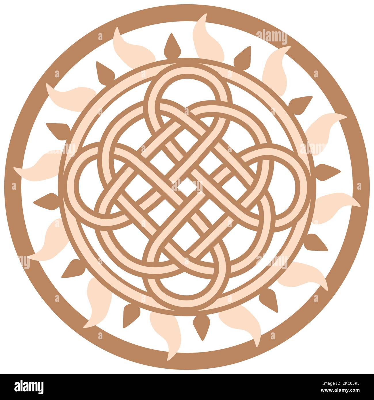 Mystische Knoten der Langlebigkeit und Gesundheit, ein Zeichen des Glücks Feng Shui, die Unendlichkeit Knoten, Gesundheit Symbol Tattoo Stock Vektor