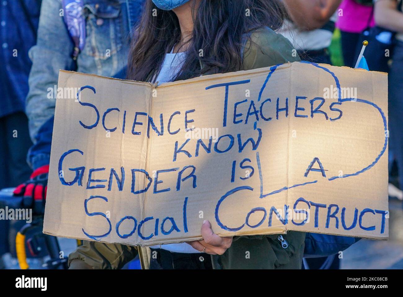 Eine Ansicht von Menschen, die am 19. September 2020 im Hudson River Park, New York City, USA, eine Kundgebung mit Black Trans Lives Matter abhalten. (Foto von John Nacion/NurPhoto) Stockfoto