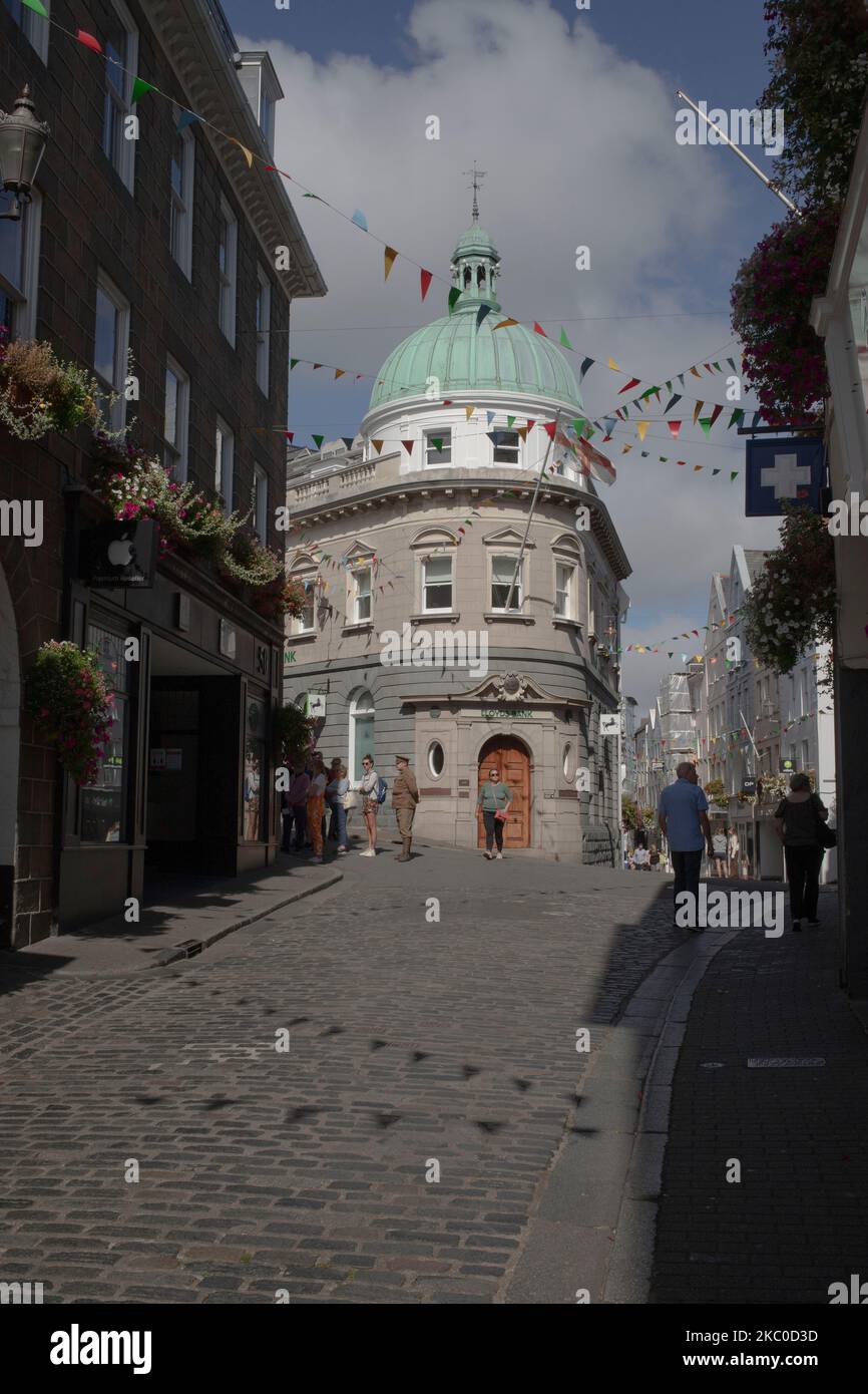 High Street, St. Peter Port, Guernsey. Stockfoto